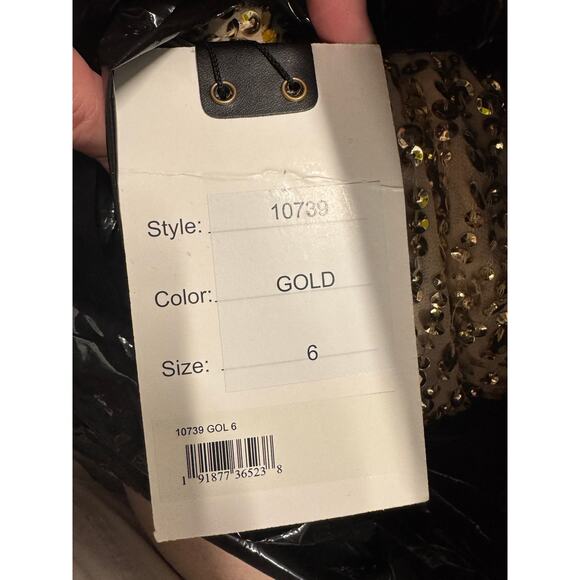 MAC DUGGAL 10739 Sleeveless High Neck Midi Dress Size 6 in Gold MSRP: $398 - Picture 10 of 10